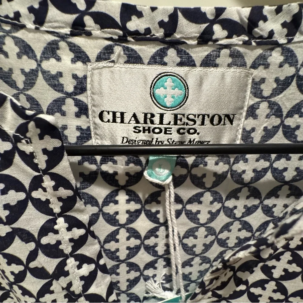 CHARLESTON SHOE CO. Navy and White Patterned Top - Picture 4 of 4
